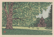 Hokkaido Imperial University Botanical Garden, No. 2 from the portfolio Scenic Views of Sapporo Hand-printed Woodblock Collection, Volume 1